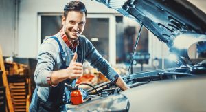 Car mechanic at work.