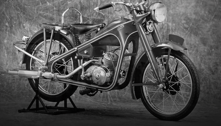 Black and White shot of an older Honda Motorcycle model